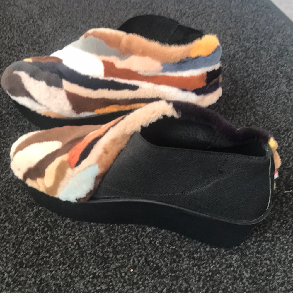 Multicolor Faux Fur Platform Shoes